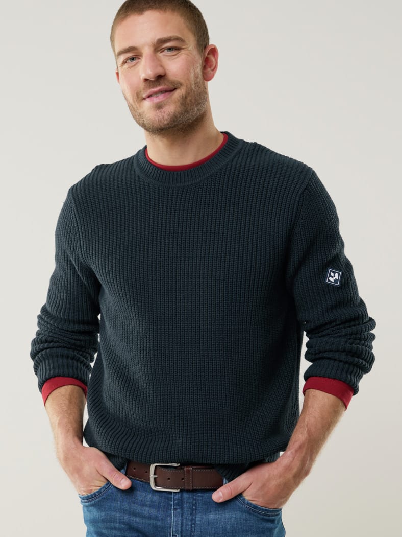 Patentstrick-Pullover Marine