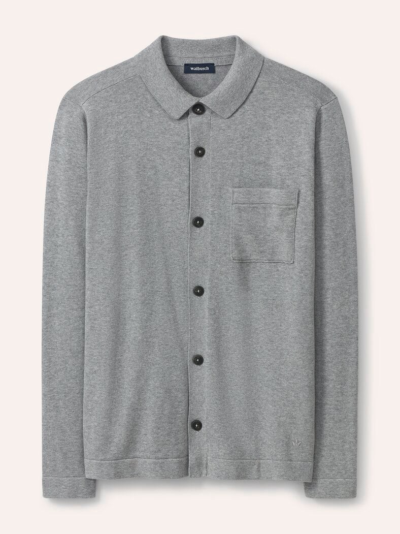 Geknöpftes Strickpolo Grau Melange