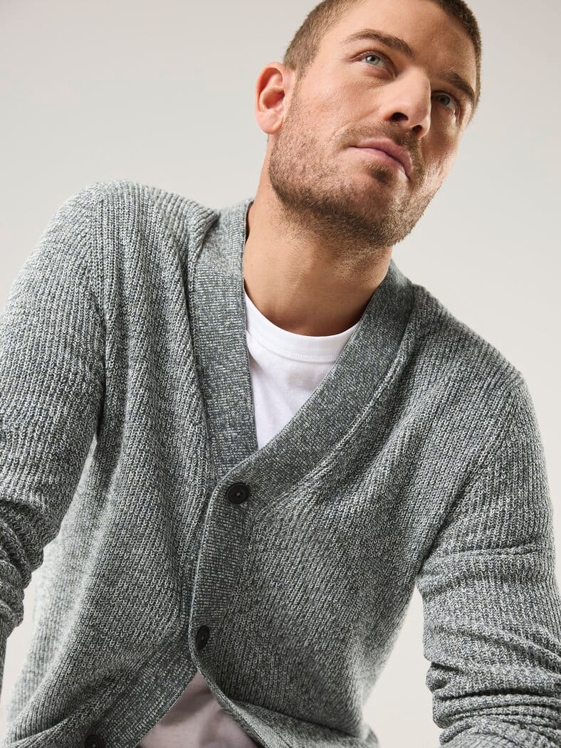 Mouline Cardigan Khaki/Navy