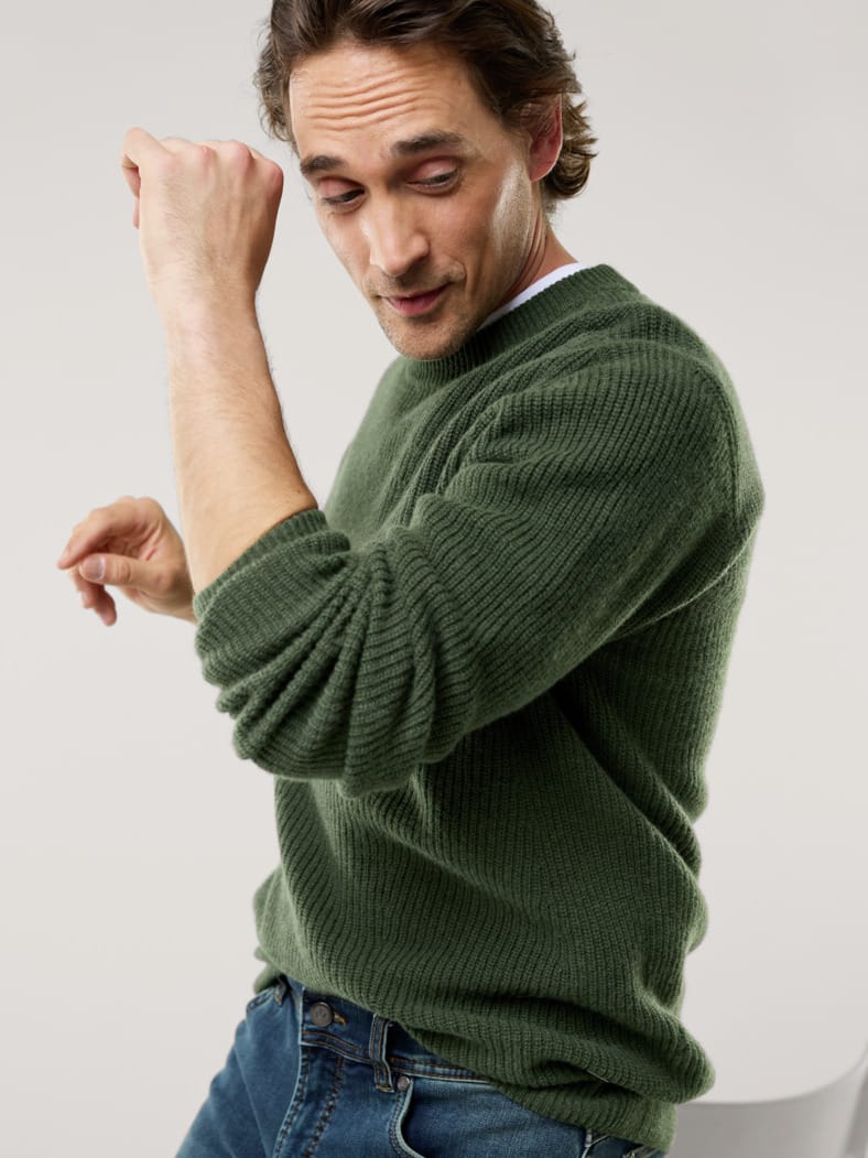 Cashmino Pullover Nahtlos Oliv