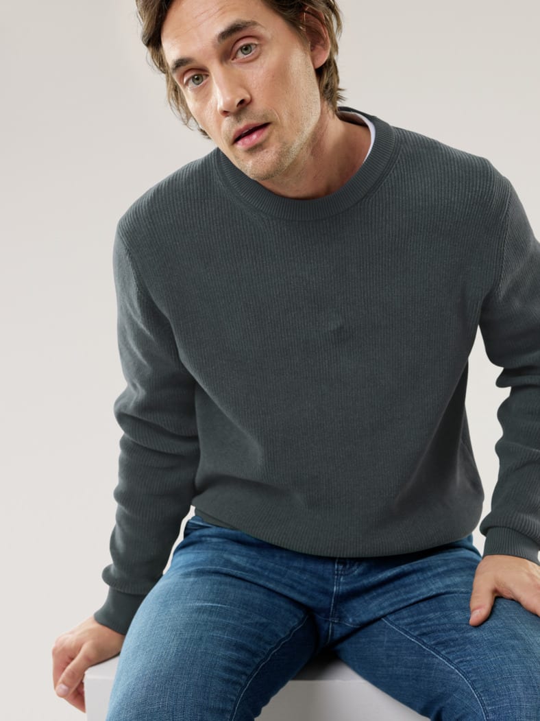 Komfort Ripp-Pullover Anthrazit