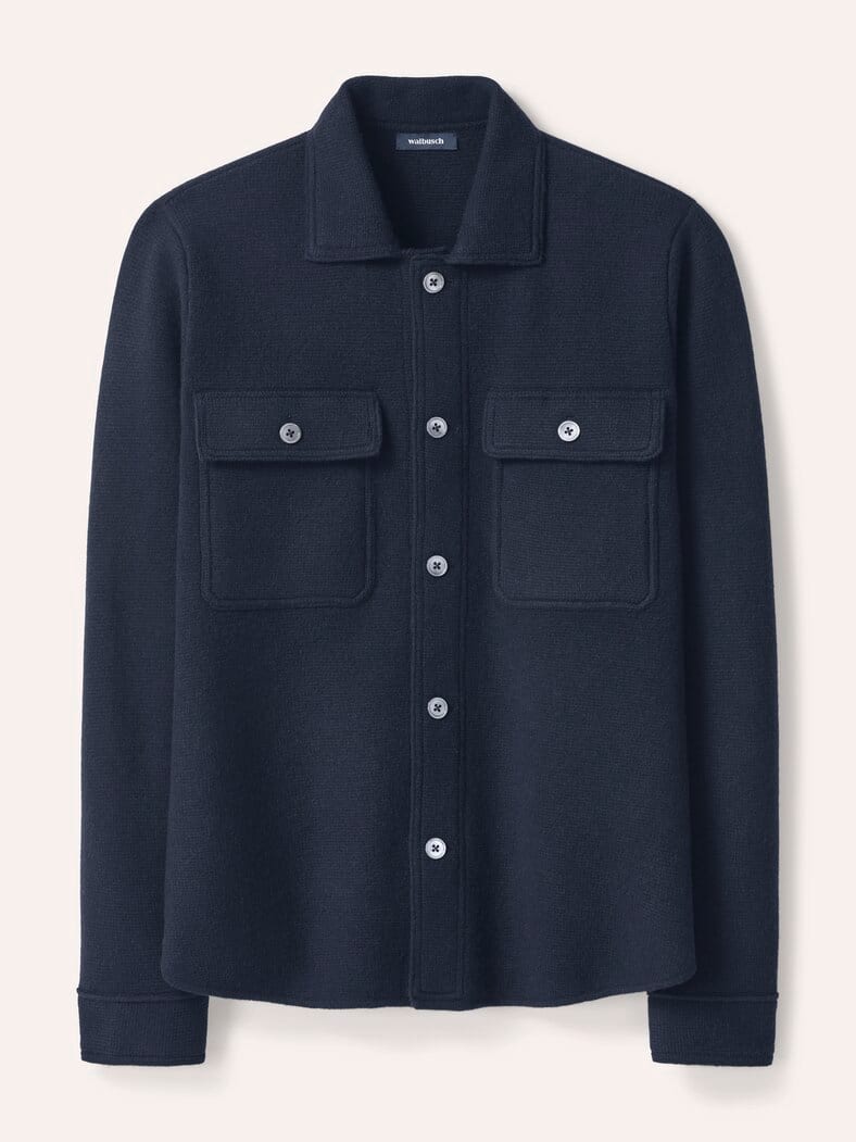 Hemdjacke aus Merinowolle Marine