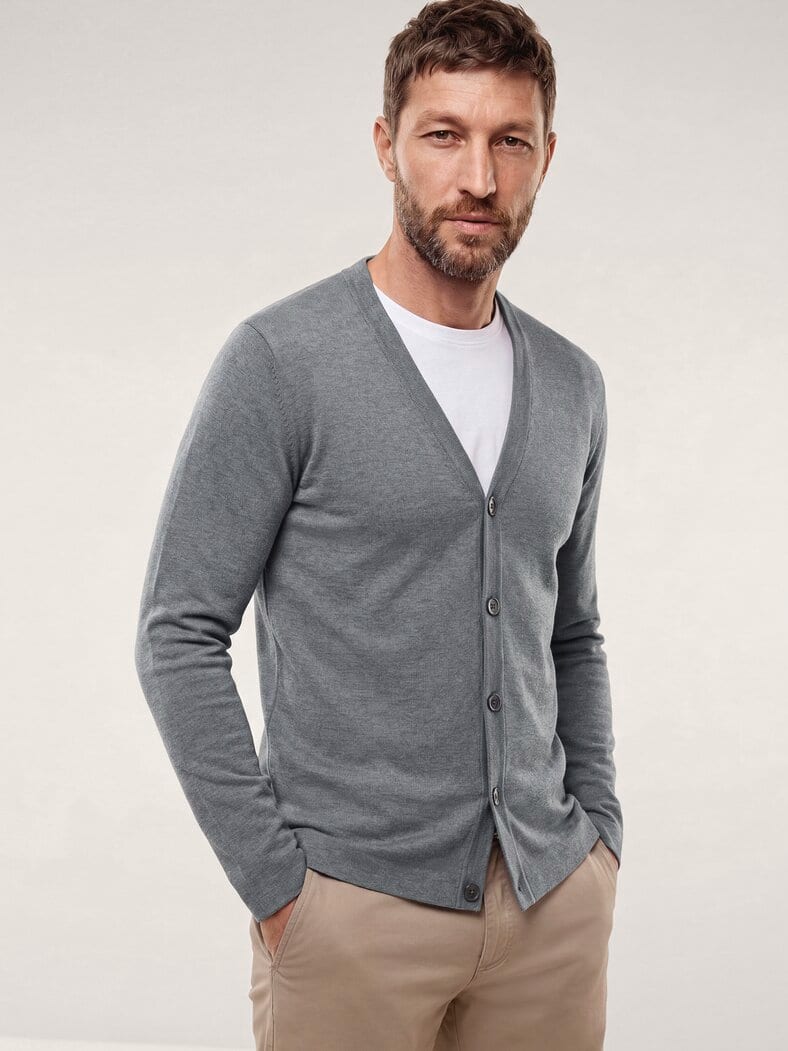 Milano Cardigan mit Baumwolle Grau Melange