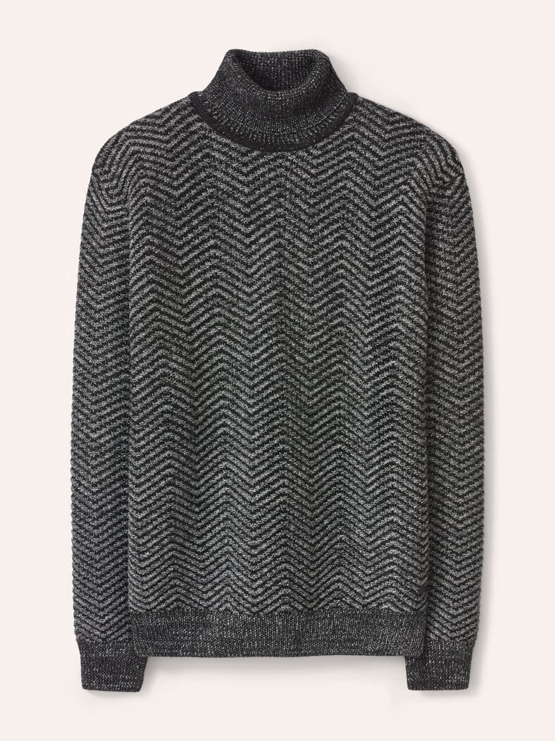 Rollkragenpullover mit Fischgratm. Anthrazit