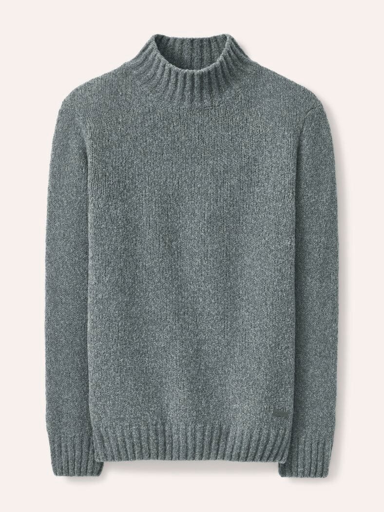 Stehkragen-Pullover in Boucle Optik Grau