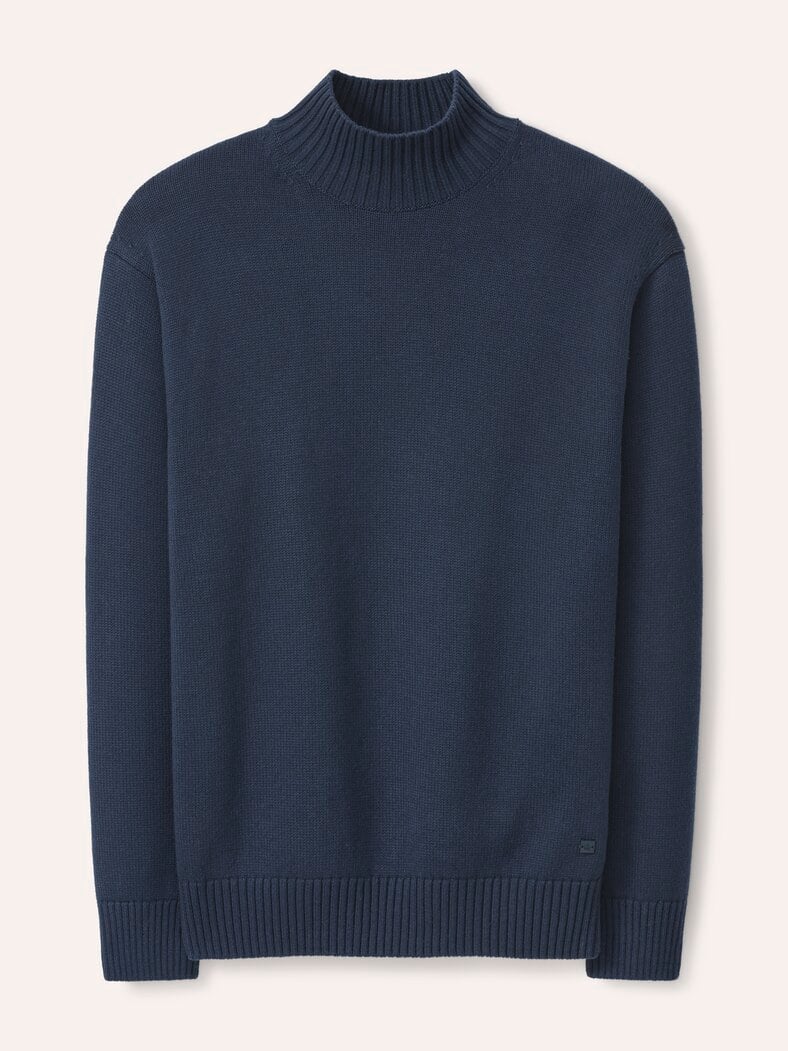 Stehkragen-Pullover mit Merinowolle Marine
