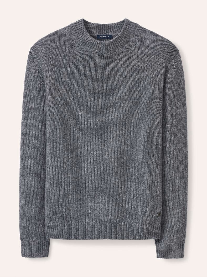 Premium Pullover mit Cashmere Grau Melange