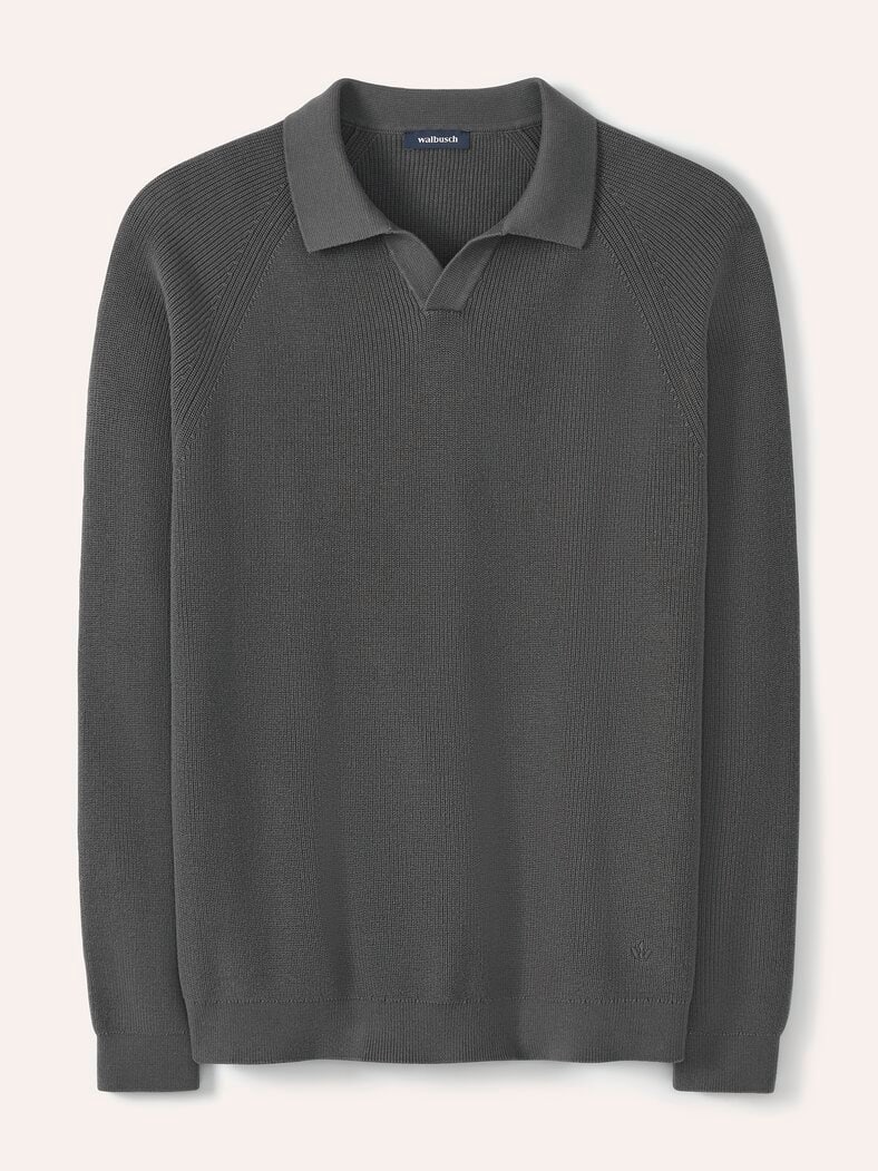 Gerippter Polopullover Graphit