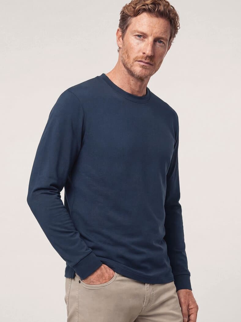 Langarmshirt aus Baumwollmix Marine
