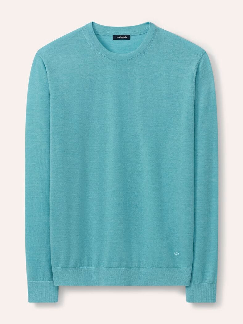 Rundhals-Pullover Merino Extrafein Mintgrün