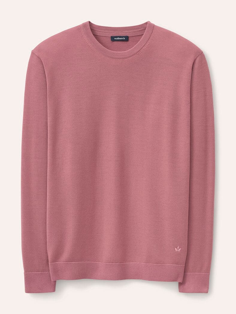 Rundhals-Pullover Merino Extrafein Rosenholz