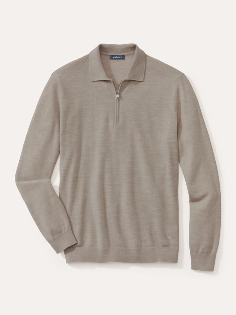 Polo-Pullover Merino Extrafein Natur