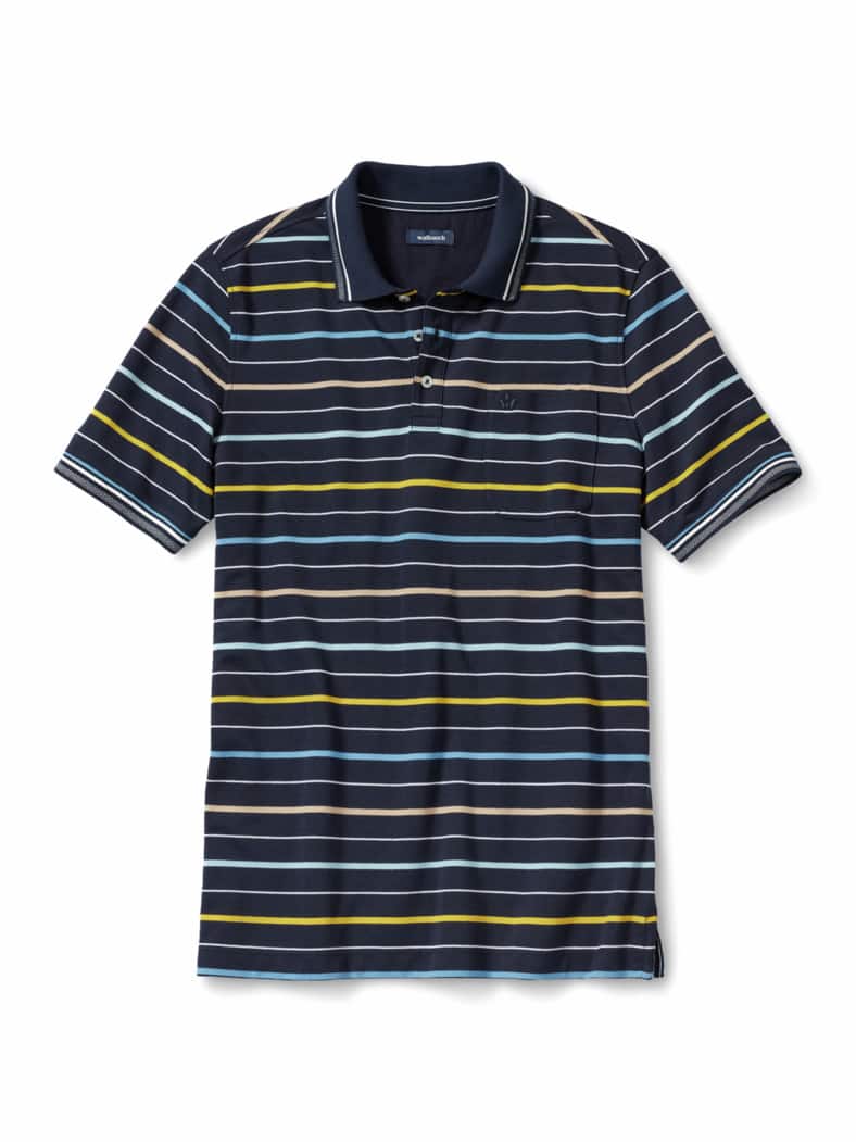 Comfort-Flex Polo Streifen Blau/Gelb