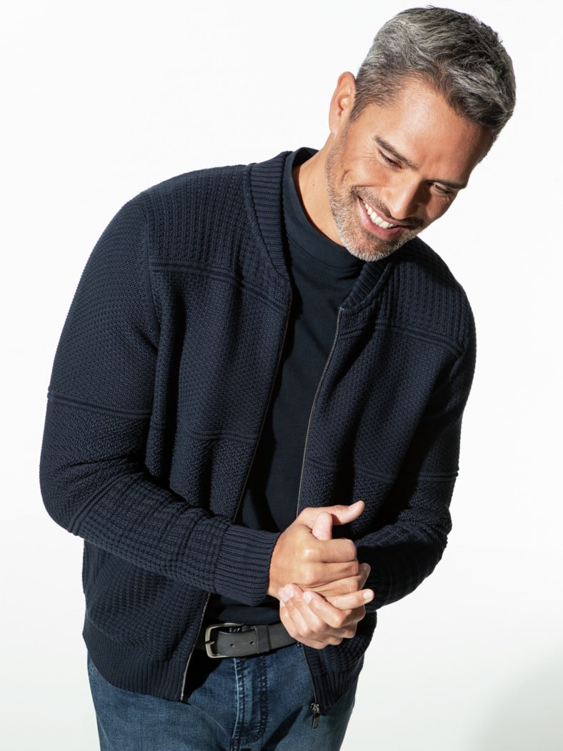 Zip-Jacke Strukturmix Marine