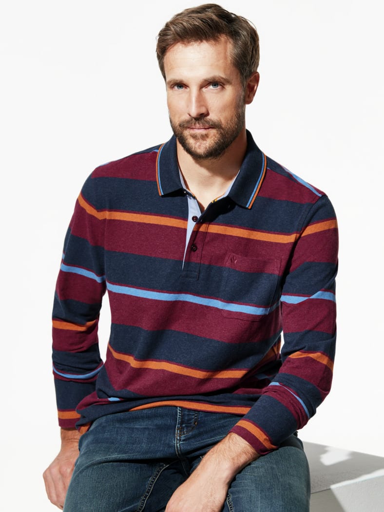 Thermo-Polo Supersoft Bordeaux gestreift