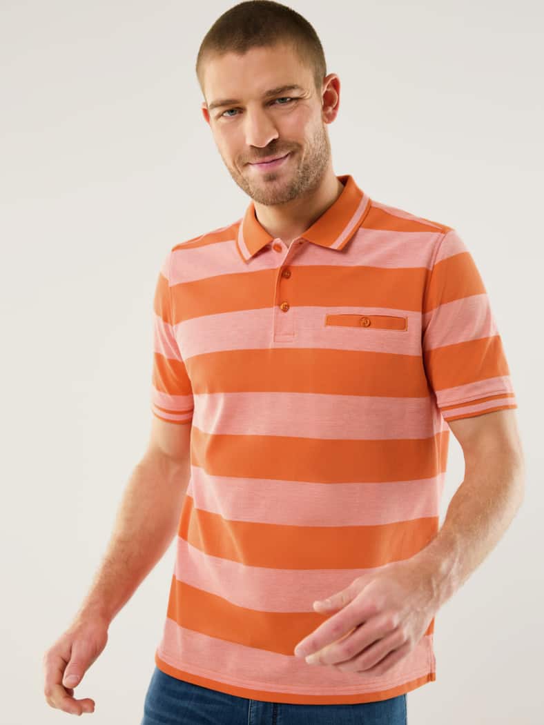 Extraglatt-Polo Klimakontrolle Streifen Orange