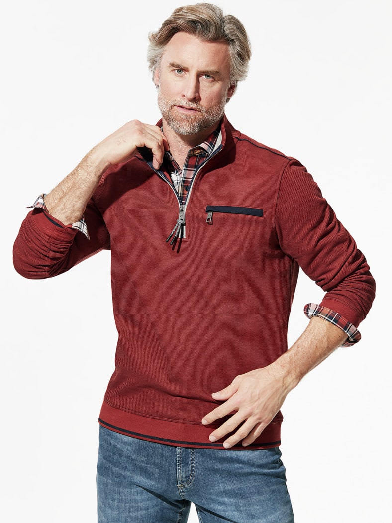 Easycare Struktur-Troyer Bicolor Ziegelrot