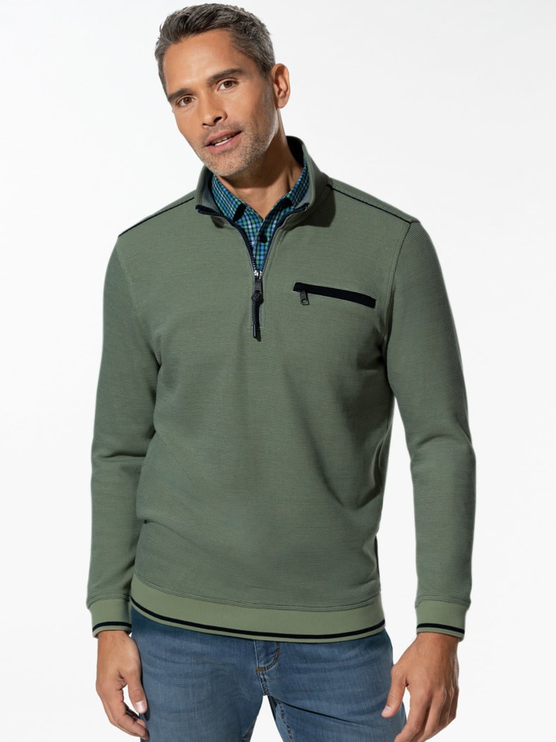 Easycare Struktur-Troyer Bicolor Lindgrün