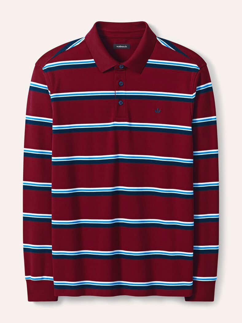 Streifen Polo Rot/Marine