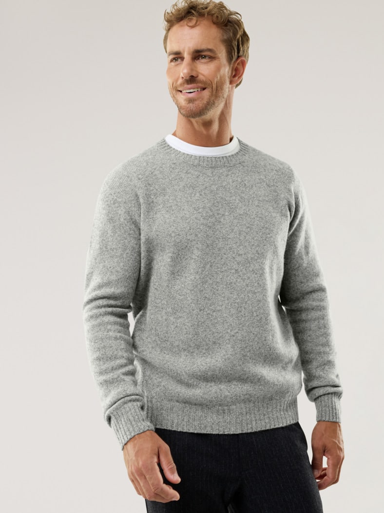 Lammwoll-Pullover Nahtlos Grau Melange