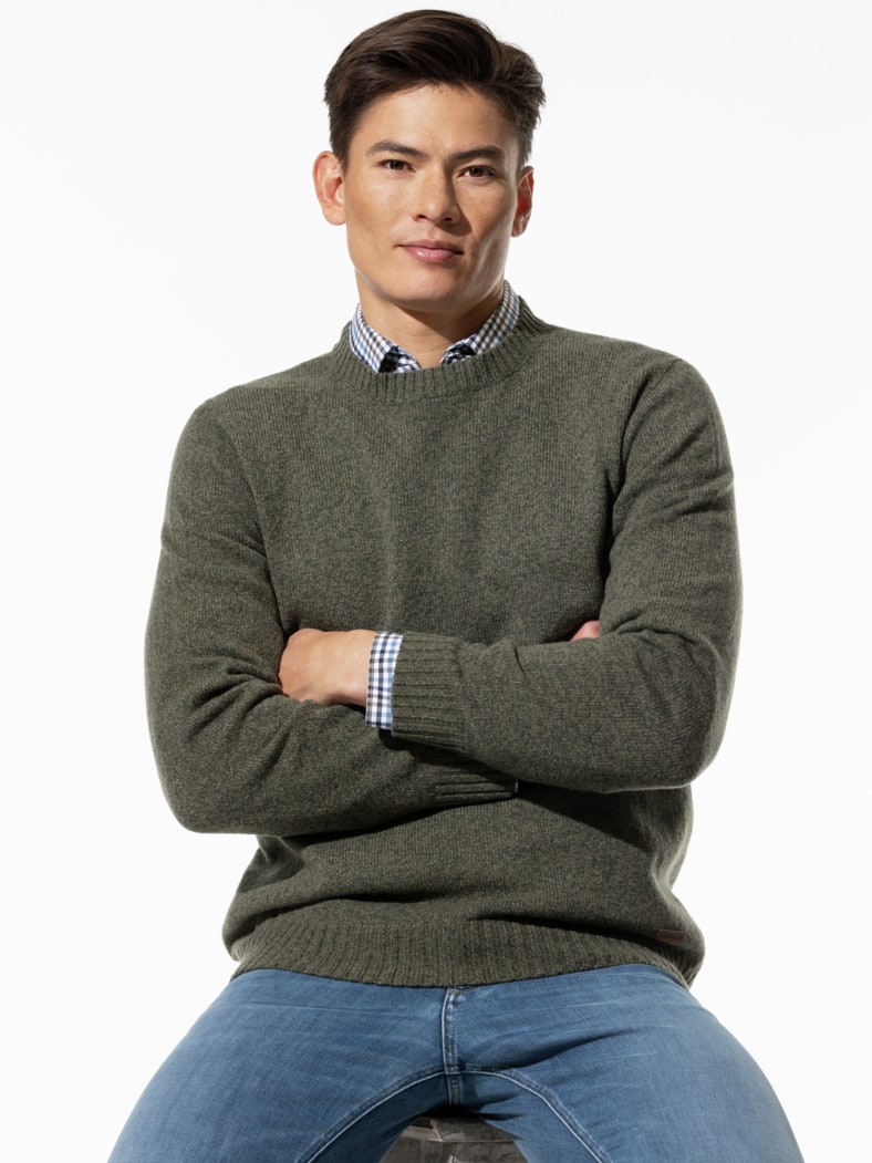 Lammwoll-Pullover Nahtlos Salbei