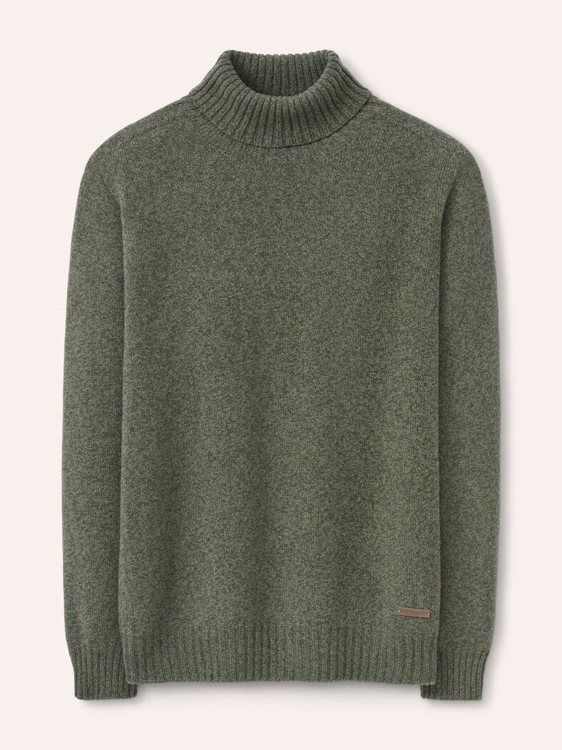 Rollkragenpullover aus Lammwolle Salbei