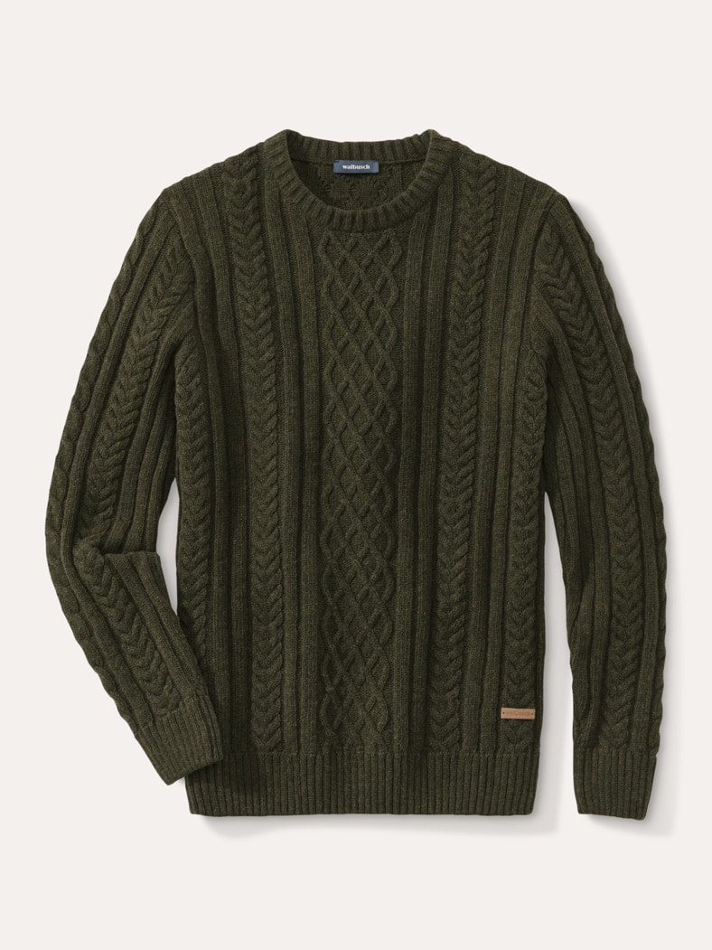Aran-Pullover Oliv