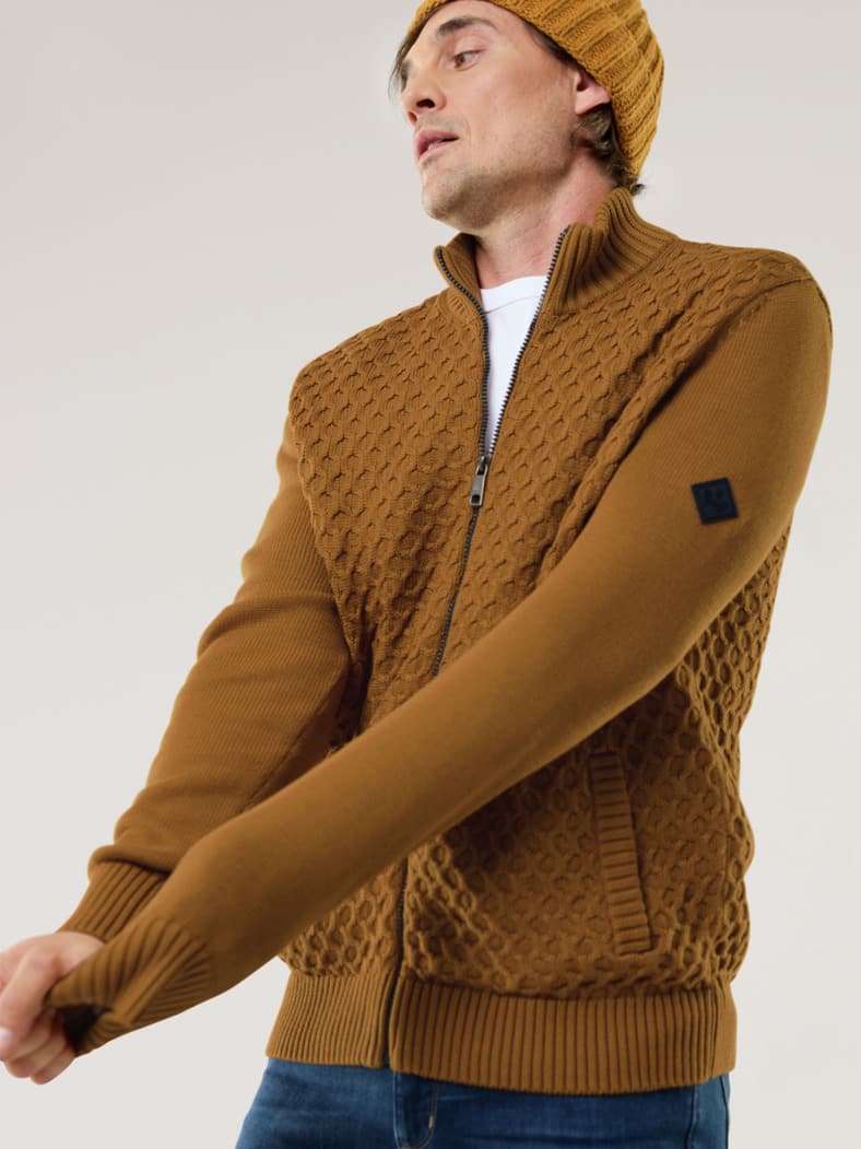 Premium Baumwoll-Strickjacke Messing