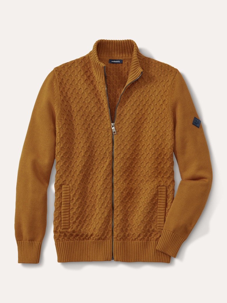 Premium Baumwoll-Strickjacke Messing