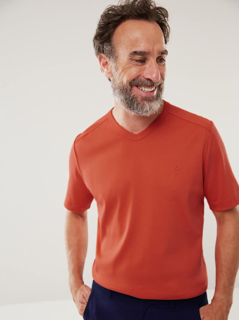 Zu schade für drunter Shirt V-Neck Koralle