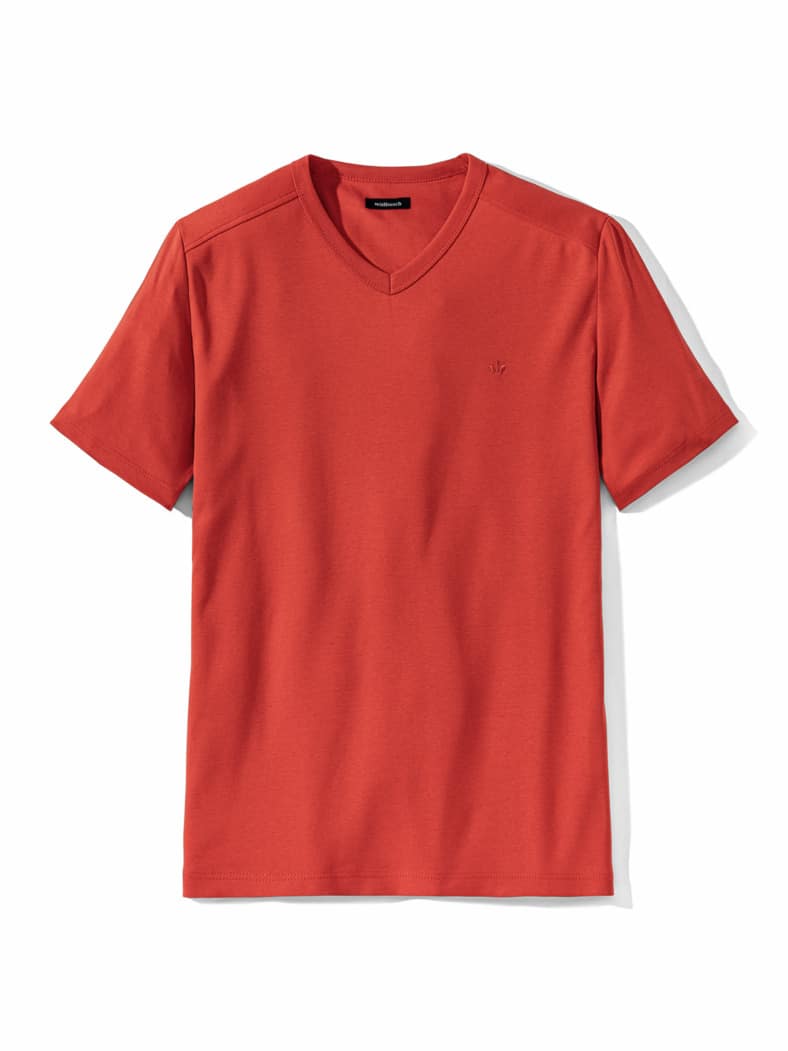 Zu schade für drunter Shirt V-Neck Koralle