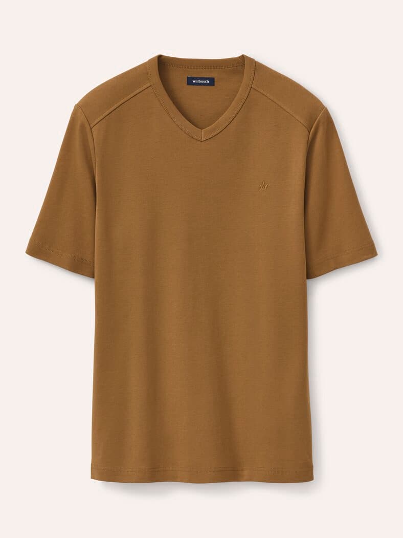 Zu schade für drunter-Shirt V-Neck Cognac