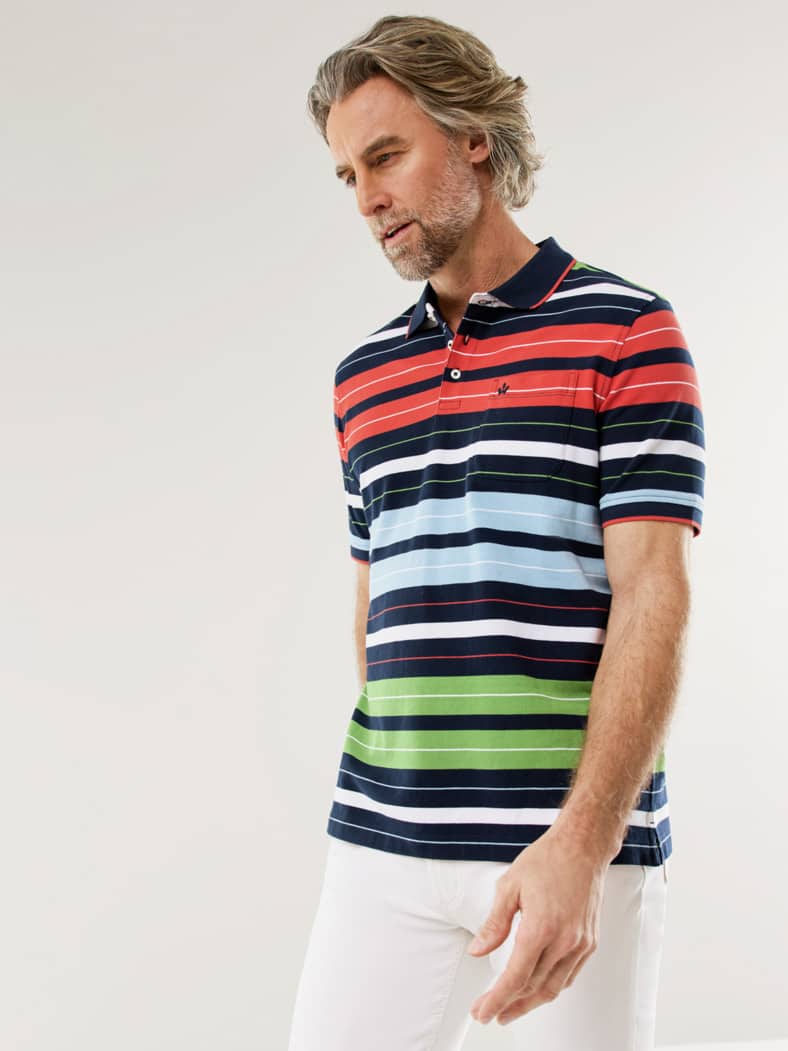 Pique-Polo Hitzefrei Streifen Marine