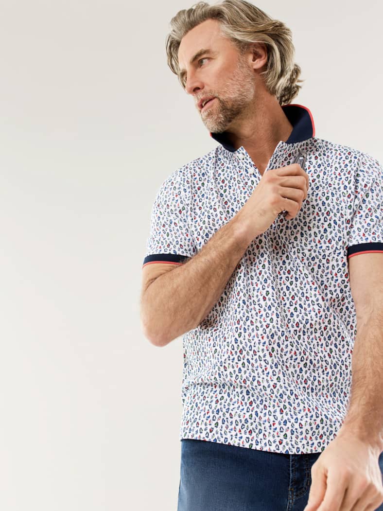 Pique-Polo Hitzefrei Druck Weiß