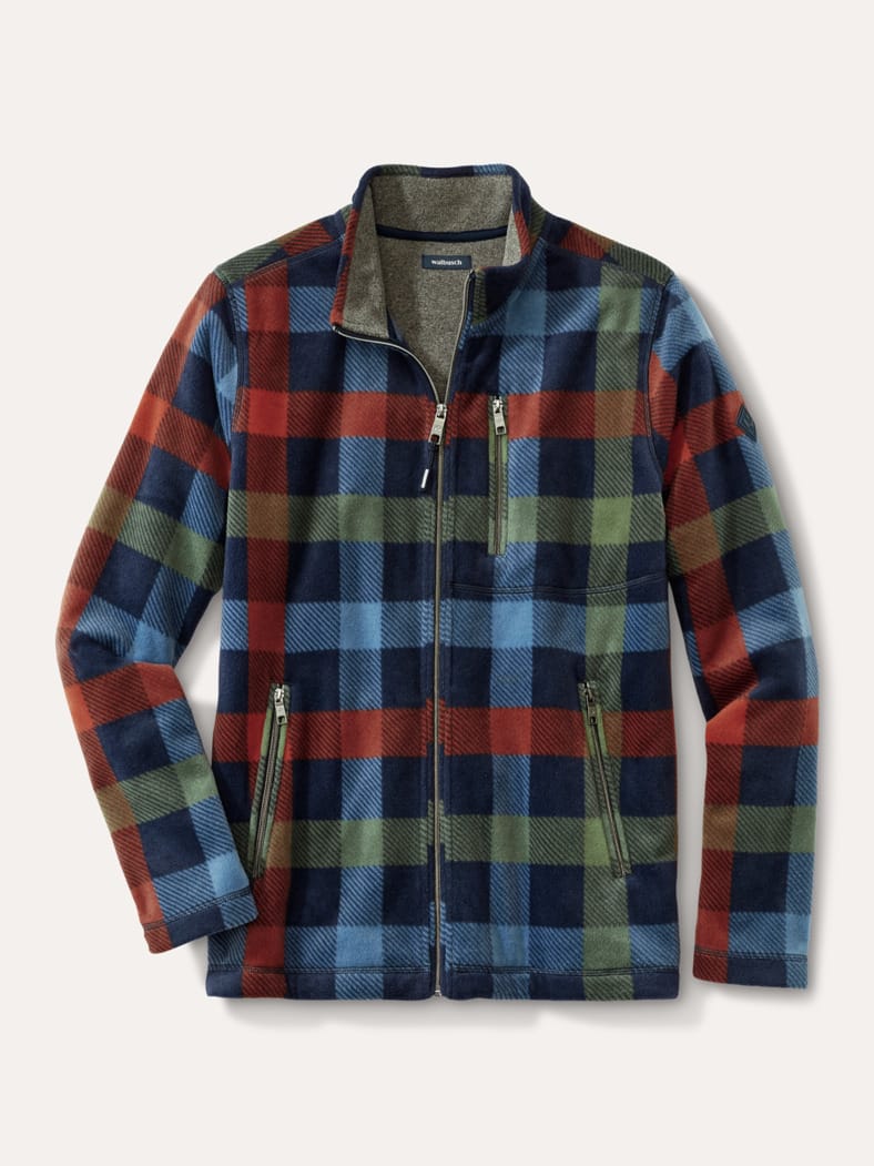 Huskyfleece Jacke Karo Marine