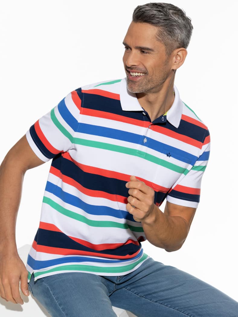 Pique-Polo Hitzefrei Streifen Weiß