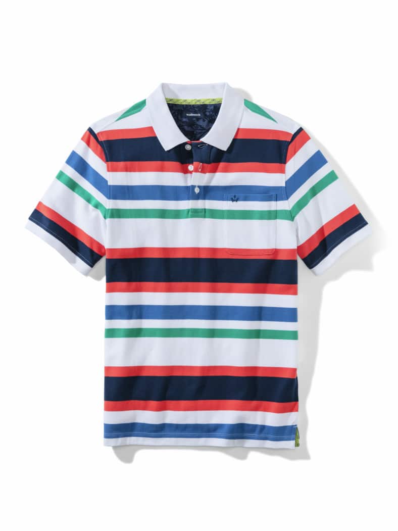 Pique-Polo Hitzefrei Streifen Weiß