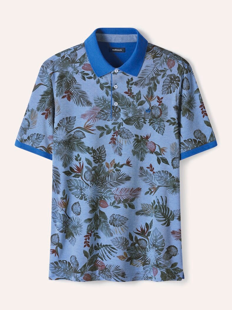 Tropical Polo Druck Blau