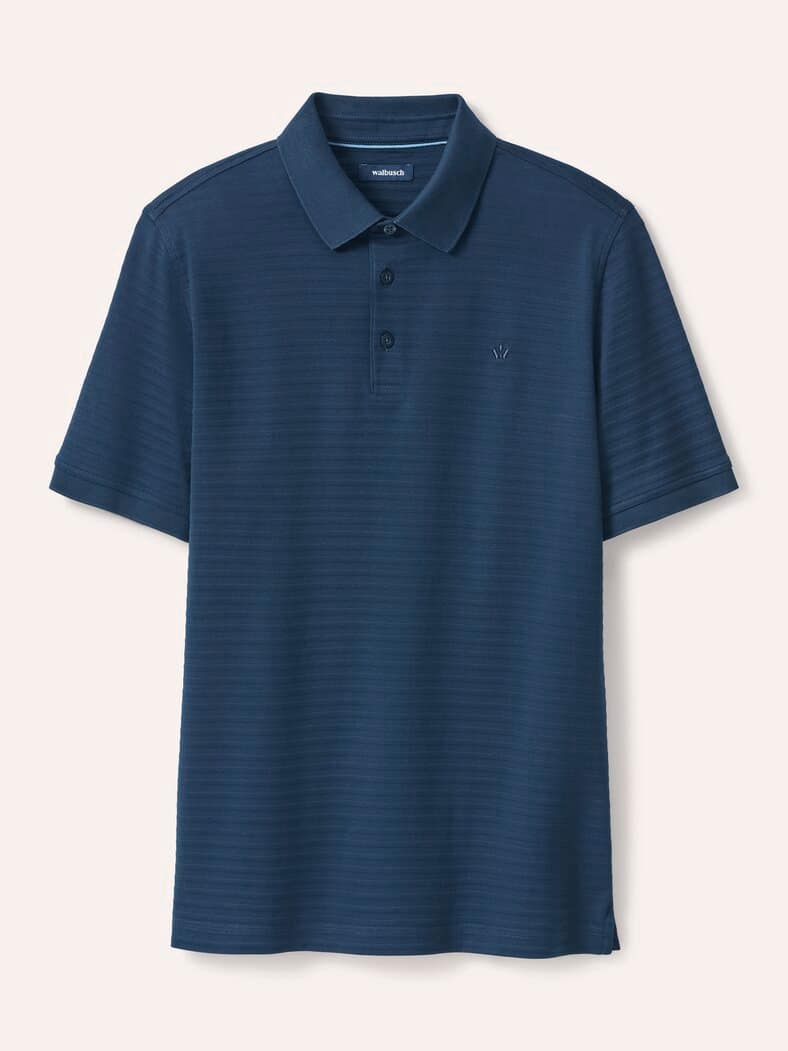 Strukturiertes Polo mit Kurzarm Marine