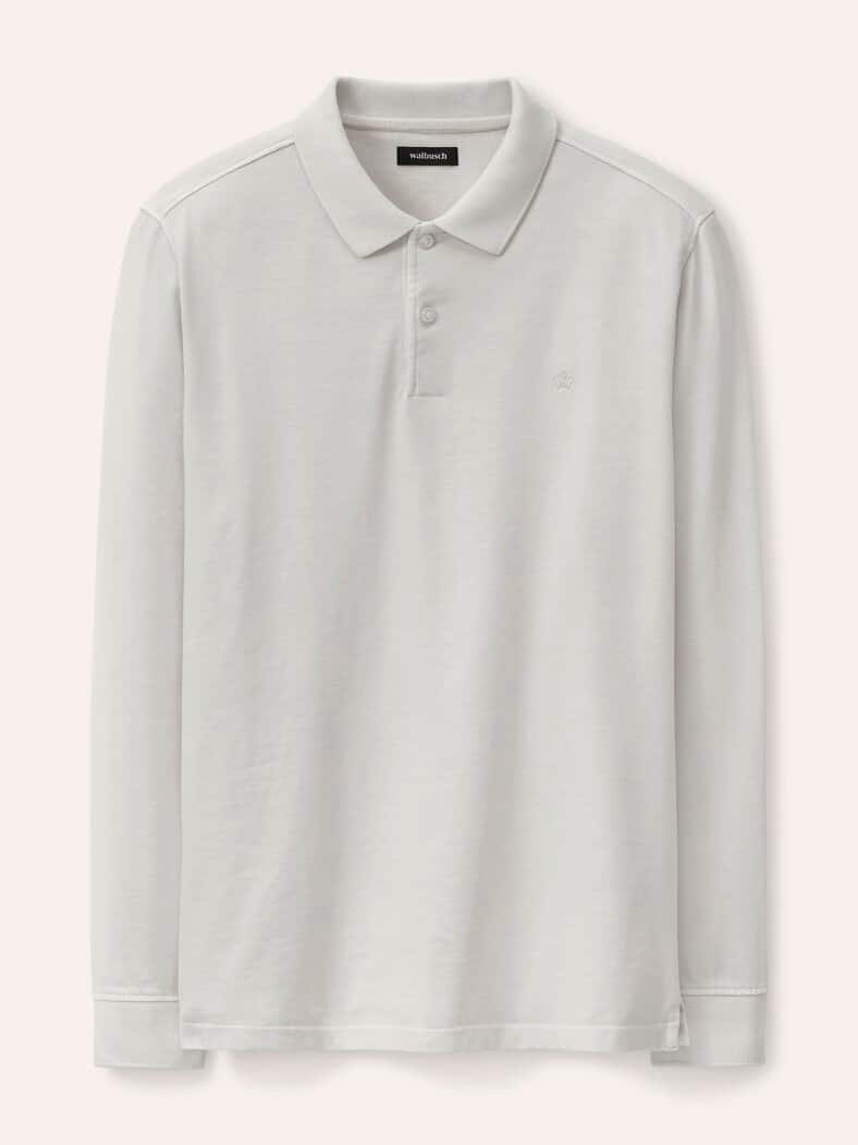 Langarmpolo aus weicher Baumwolle Offwhite