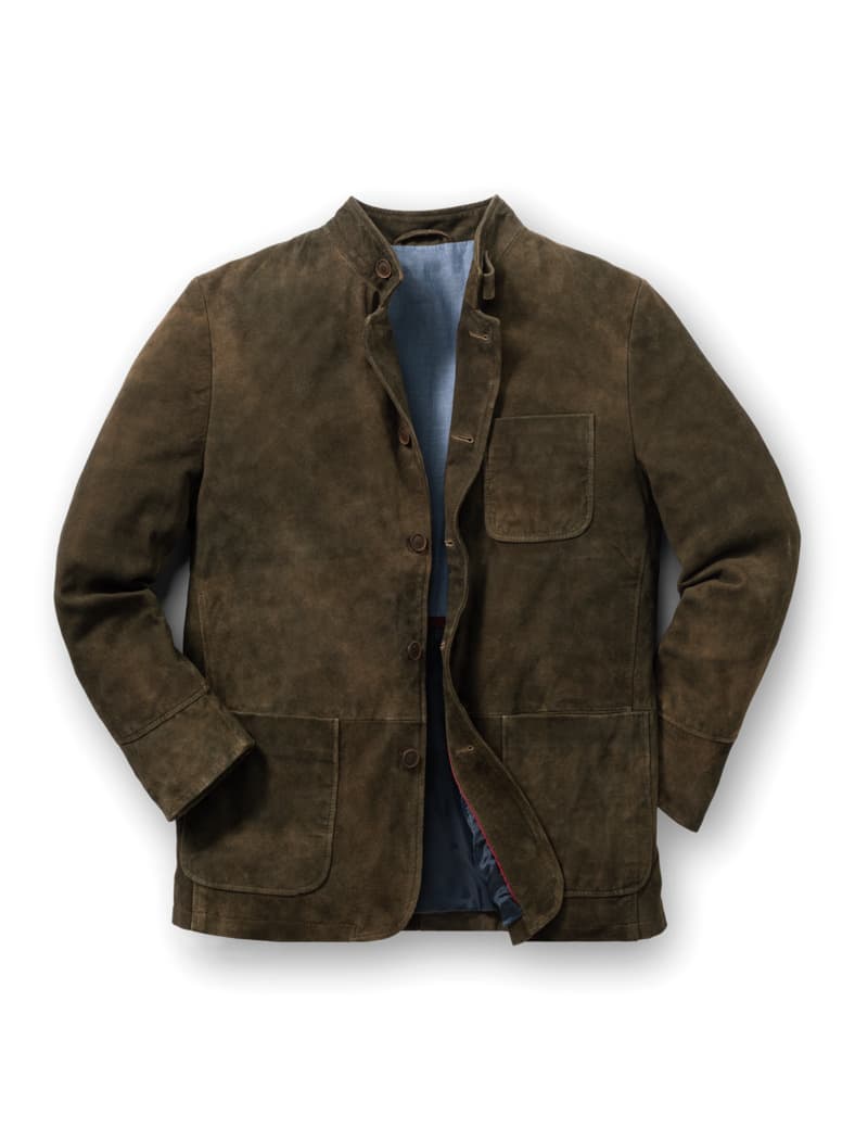 Ziegenvelours-Lederjanker Tabak