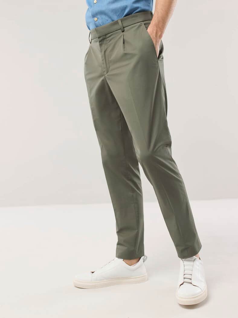 Anzug-Hose aus Baumwollmix Khaki