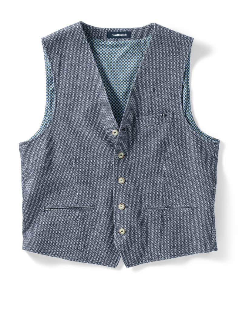 Struktur-Weste Blau/Beige