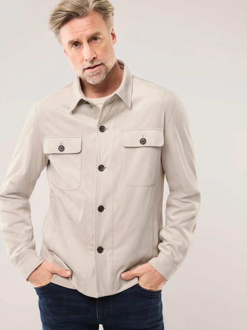 Hemdjacke aus Microvelours Beige