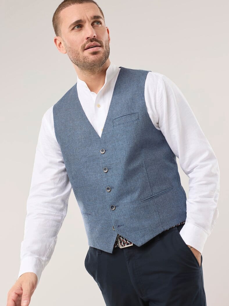 Reiseleinen-Weste Hellblau