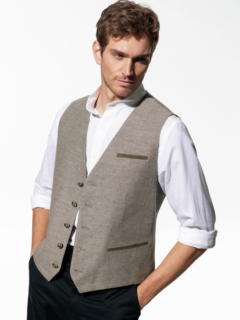 Reiseleinen-Weste Beige