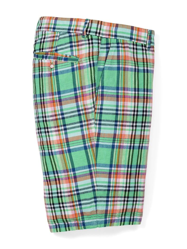 Leinen-Bermudas Grün-Blau Karo