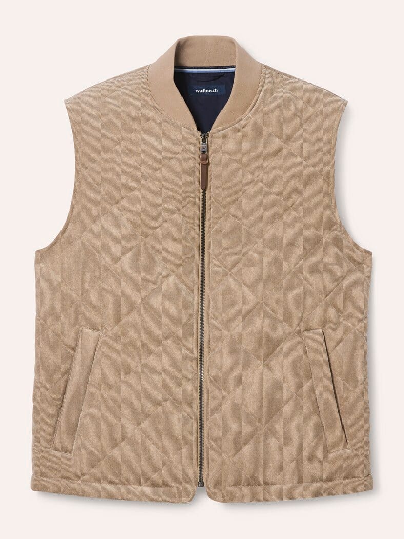 gesteppte Weste aus Cord Beige