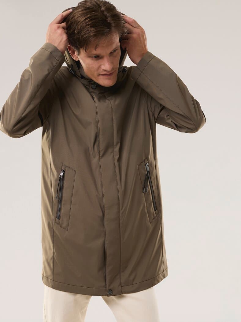 Microfaser Langjacke Graubraun