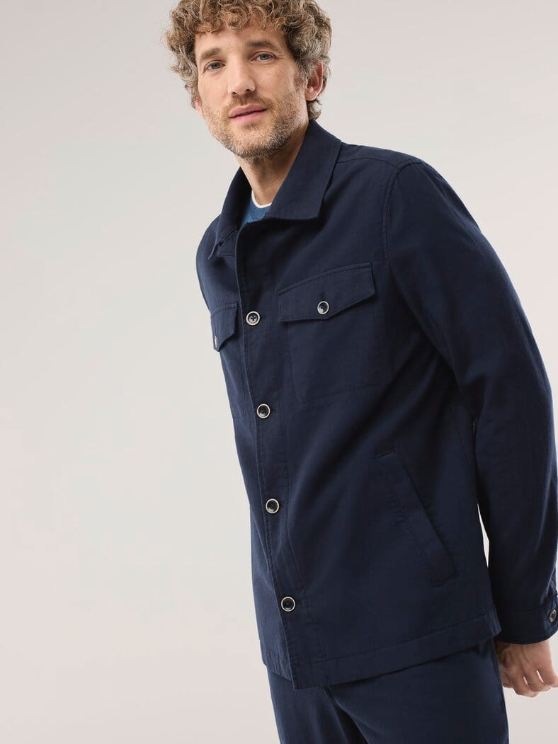 Leinen Hemdjacke Marine